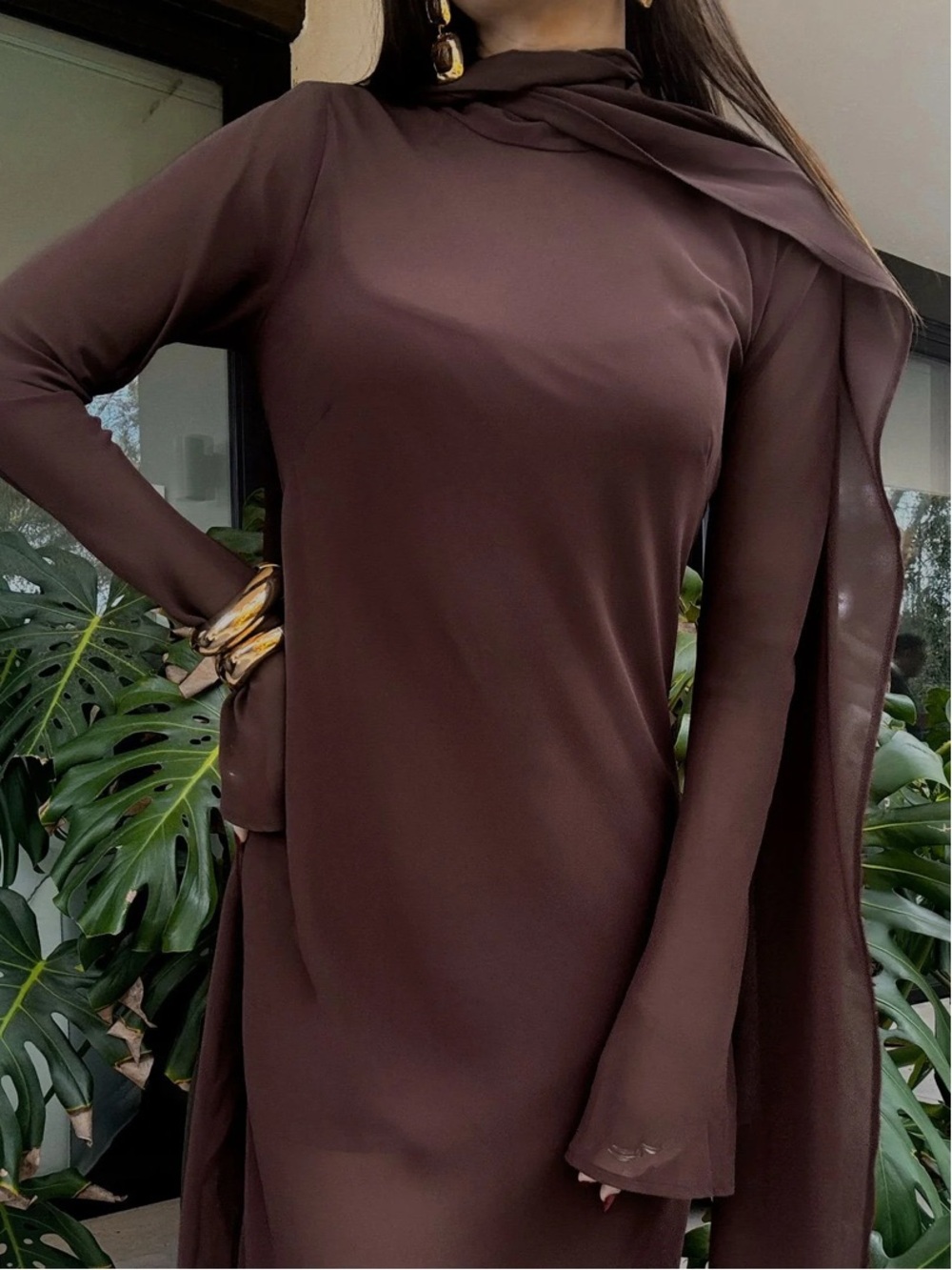 Brandi Maxi Dress Chocolate Chiffon - Picture 5 of 10